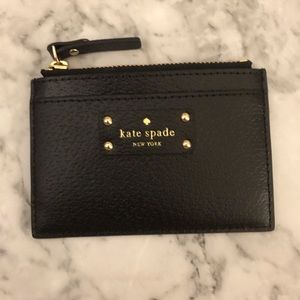 Kate spade black leather wallet card case